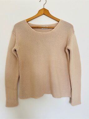 FRAME Denim Chunky Open Knit Sweater Beige Cream Cotton XS